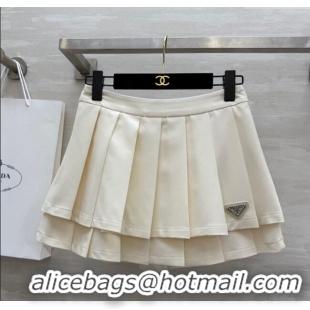 Best Product Prada Pleated Mini Skirt 0611 White 2025