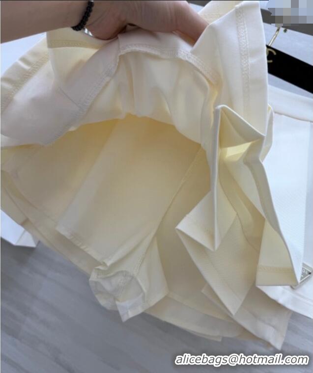 Best Product Prada Pleated Mini Skirt 0611 White 2025
