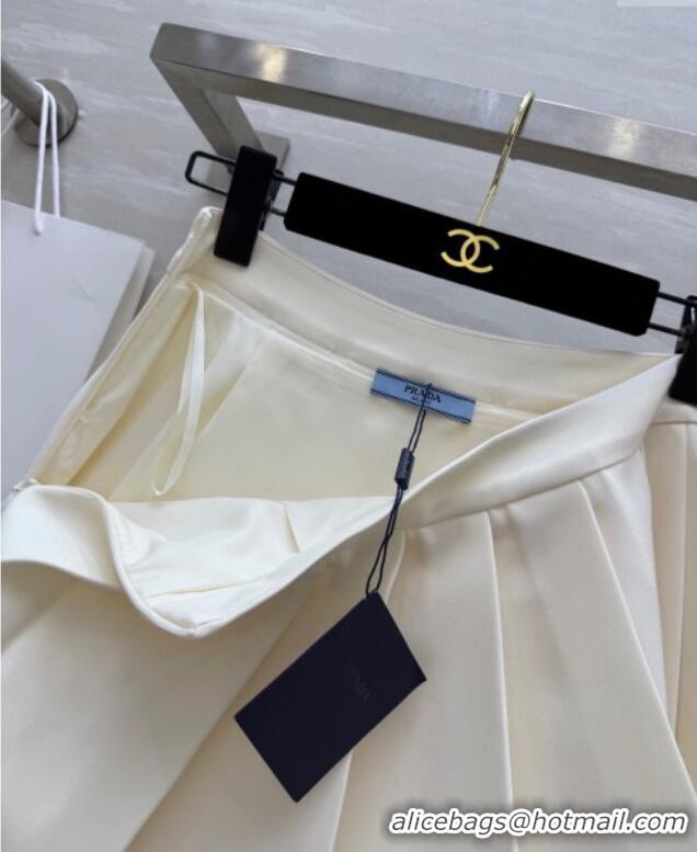 Best Product Prada Pleated Mini Skirt 0611 White 2025