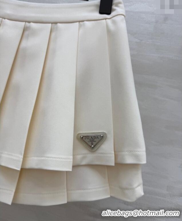 Best Product Prada Pleated Mini Skirt 0611 White 2025