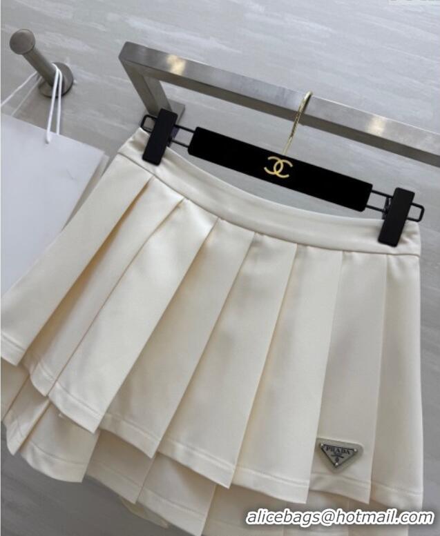 Best Product Prada Pleated Mini Skirt 0611 White 2025