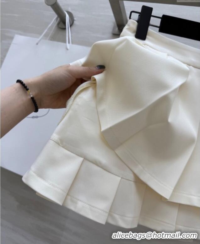 Best Product Prada Pleated Mini Skirt 0611 White 2025