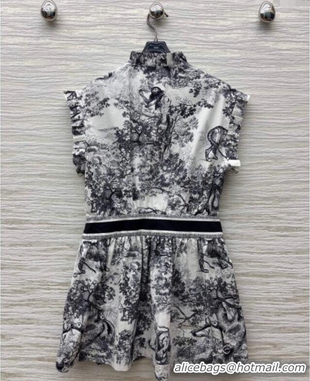 ​Luxury Cheap Dior Printed Dress with Pleated Trim 0611 2025