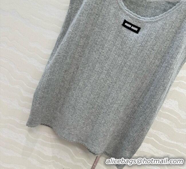 Luxury Cheap Miu Miu Knit Vest 061104 Grey 2025