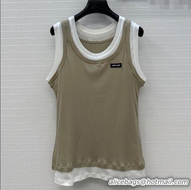 Luxury Discount Miu Miu Vest 0611 Green/White 2025