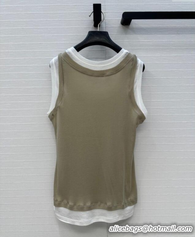 Luxury Discount Miu Miu Vest 0611 Green/White 2025
