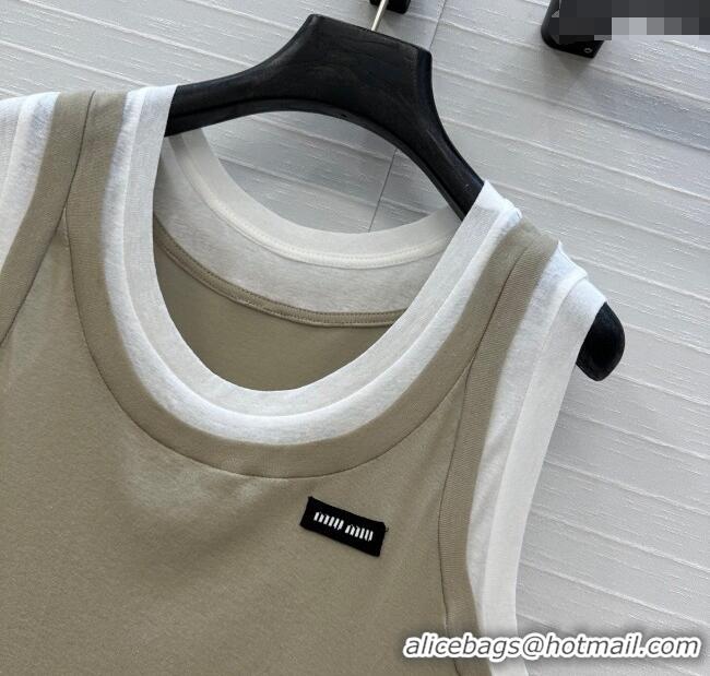 Luxury Discount Miu Miu Vest 0611 Green/White 2025