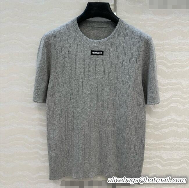 Inexpensive Miu Miu Knit T-Shirt 0611 Grey 2025