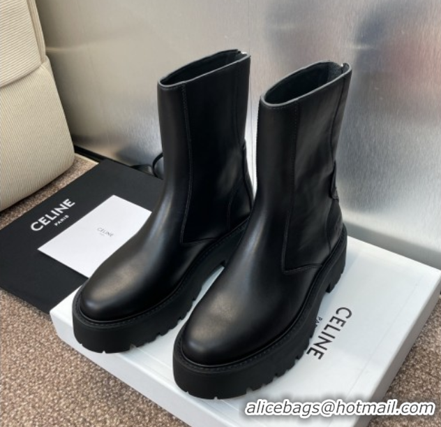 Charming Celine Leather Ankle Boots 4.5cm Black 2025 CE082602