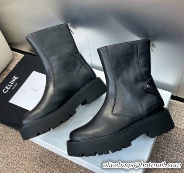 Charming Celine Leather Ankle Boots 4.5cm Black 2025 CE082602
