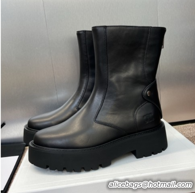 Charming Celine Leather Ankle Boots 4.5cm Black 2025 CE082602