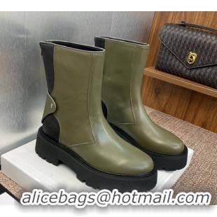 Buy New Cheap Celine Leather Ankle Boots 4.5cm Green 2025 CE082602
