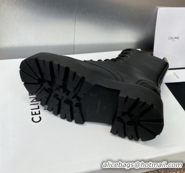 Cheapest Celine Leather Laced-up Ankle Boots 5cm Black 2025 CE082604