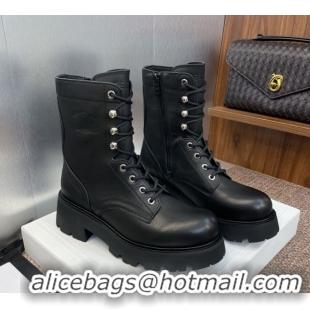 Grade Quality Celine Triomphe Rangers Mid Lace-up Boots 5cm in Calfskin Black 2025 CE082606