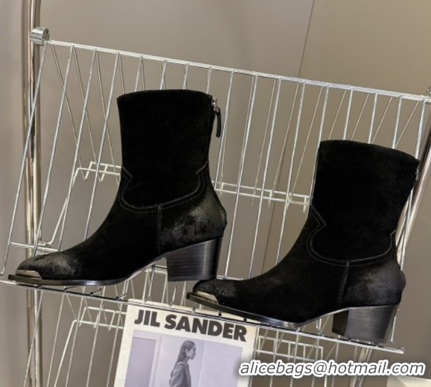 Best Grade Celine Suede Heel Ankle Boots 4.5cm Black 2025 CE082609