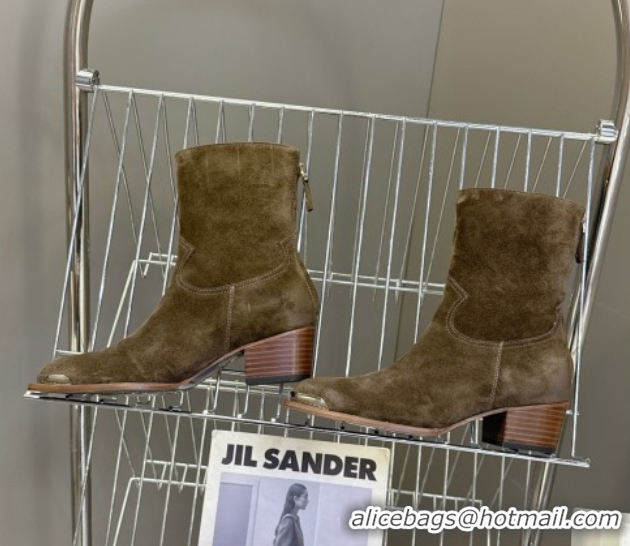 Grade Celine Suede Heel Ankle Boots 4.5cm Green 2025 CE082609