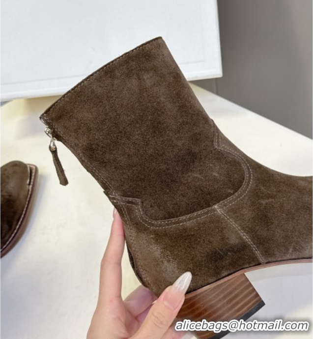 Grade Celine Suede Heel Ankle Boots 4.5cm Green 2025 CE082609