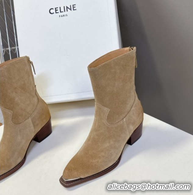 Good Looking Celine Suede Heel Ankle Boots 4.5cm Beige 2025 CE082609
