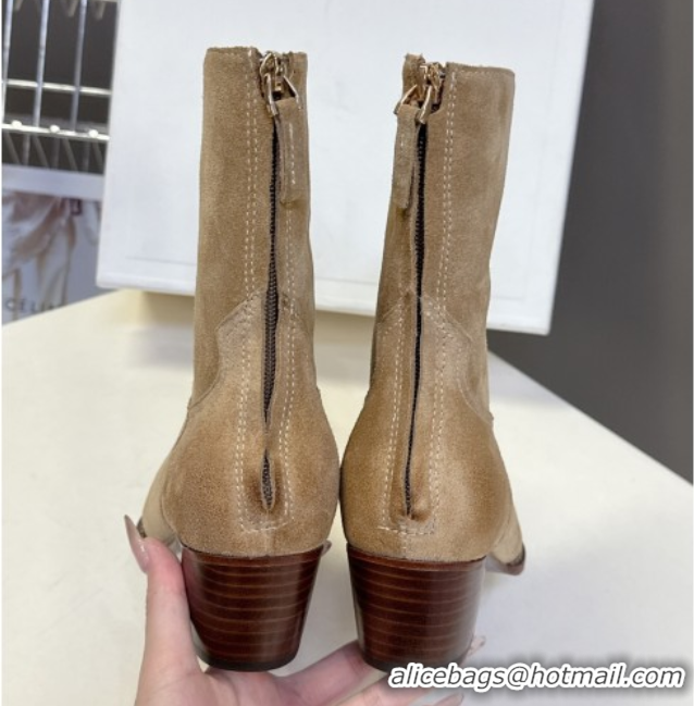 Good Looking Celine Suede Heel Ankle Boots 4.5cm Beige 2025 CE082609