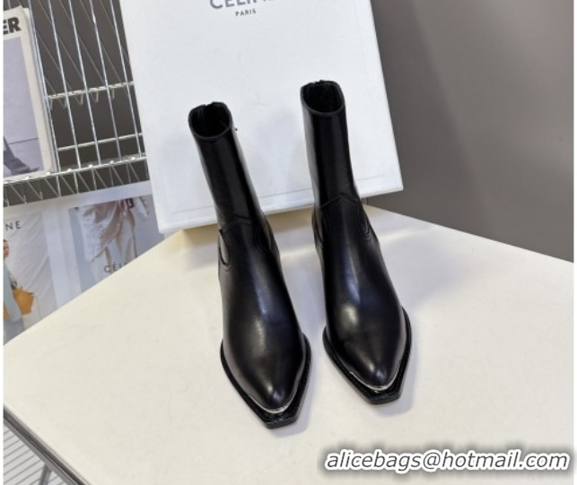 Purchase Celine Calfskin Heel Ankle Boots 4.5cm Black 2025 CE082609