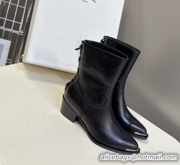 Purchase Celine Calfskin Heel Ankle Boots 4.5cm Black 2025 CE082609