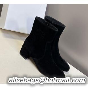 Durable Celine Les Bottes Triomphe Ankle Boots 5.5cm in Suede Black 2025 CE082610