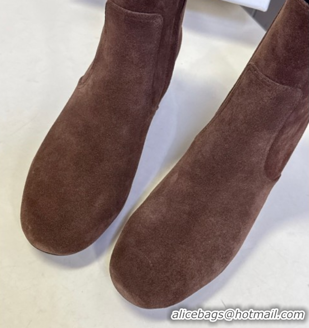 Luxury Discount Celine Les Bottes Triomphe Ankle Boots 5.5cm in Suede Brown 2025 CE082610