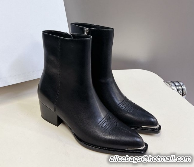 Hot Style Celine Calfskin Heel Ankle Boots 4.5cm Black 2025 CE082612