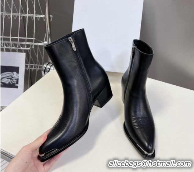 Hot Style Celine Calfskin Heel Ankle Boots 4.5cm Black 2025 CE082612
