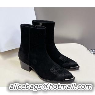 Low Cost Celine Suede Heel Ankle Boots 4.5cm Black 2025 CE082612