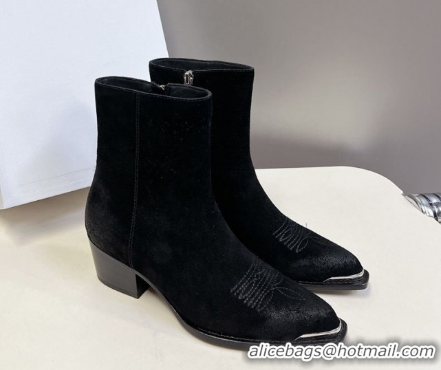 Low Cost Celine Suede Heel Ankle Boots 4.5cm Black 2025 CE082612