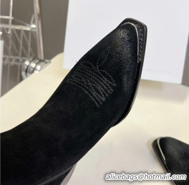Low Cost Celine Suede Heel Ankle Boots 4.5cm Black 2025 CE082612