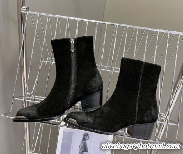 Low Cost Celine Suede Heel Ankle Boots 4.5cm Black 2025 CE082612