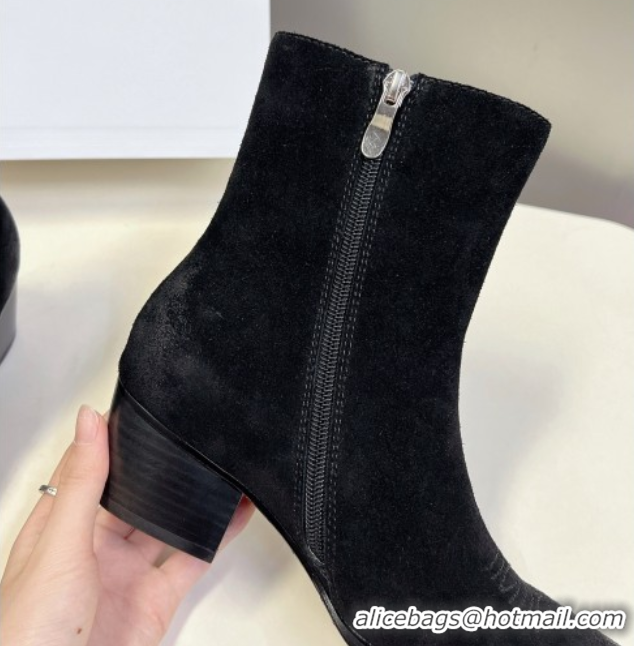 Low Cost Celine Suede Heel Ankle Boots 4.5cm Black 2025 CE082612
