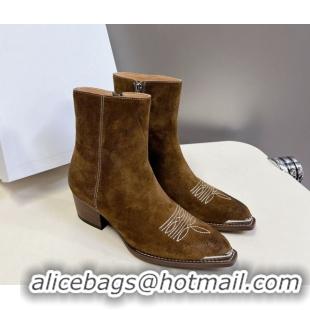 Cheap Price Celine Suede Heel Ankle Boots 4.5cm Brown 2025 CE082612