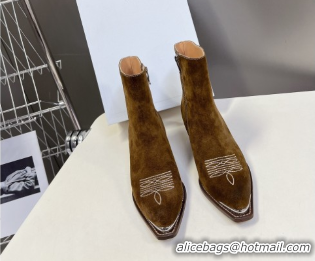 Cheap Price Celine Suede Heel Ankle Boots 4.5cm Brown 2025 CE082612