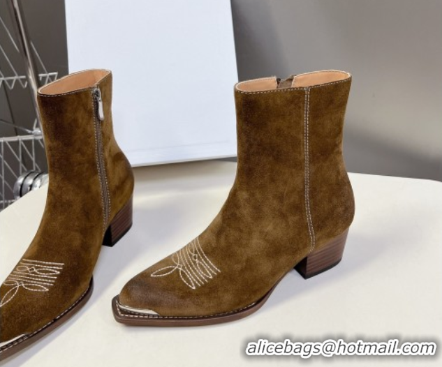 Cheap Price Celine Suede Heel Ankle Boots 4.5cm Brown 2025 CE082612