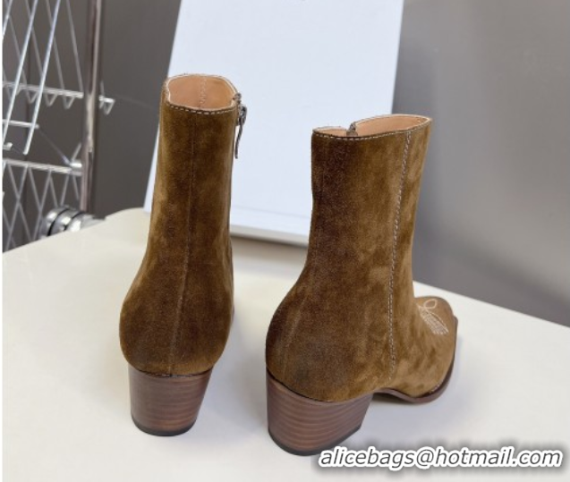 Cheap Price Celine Suede Heel Ankle Boots 4.5cm Brown 2025 CE082612
