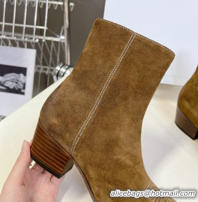 Cheap Price Celine Suede Heel Ankle Boots 4.5cm Brown 2025 CE082612