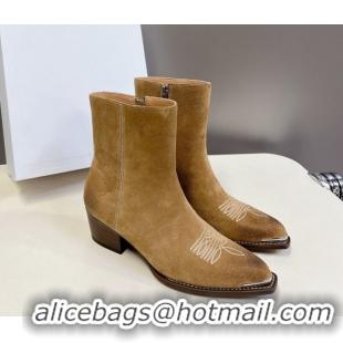 Sumptuous Celine Suede Heel Ankle Boots 4.5cm Beige 2025 CE082612