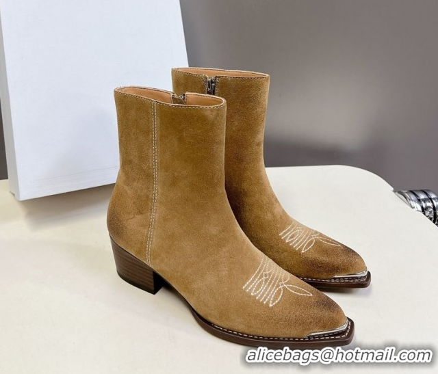 Sumptuous Celine Suede Heel Ankle Boots 4.5cm Beige 2025 CE082612