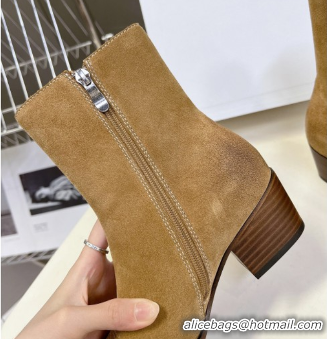 Sumptuous Celine Suede Heel Ankle Boots 4.5cm Beige 2025 CE082612