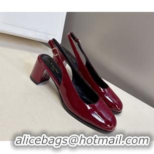 Stylish Celine Lily Perforated Triomphe Slingback Pumps 6cm in Patent Calfskin Red 2025 CE082614