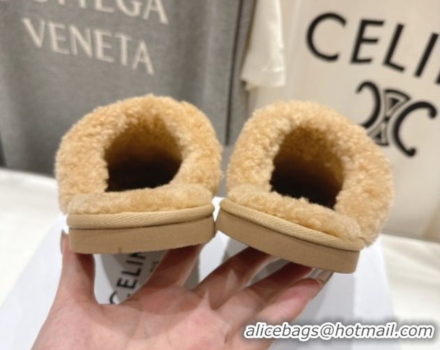Sumptuous Celine Georgia Flat Slides Sandal in Shearling Beige 2025 CE082616