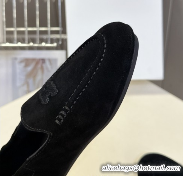 Buy Luxury Celine Adam Flat Loafers in Suede Black 2025 CE082617