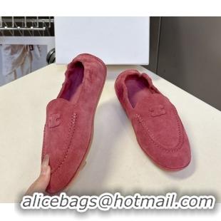 Classic Hot Celine Adam Flat Loafers in Suede Rosewood Pink 2025 CE082617