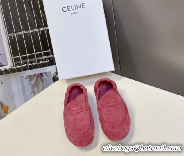 Classic Hot Celine Adam Flat Loafers in Suede Rosewood Pink 2025 CE082617