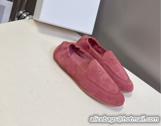 Classic Hot Celine Adam Flat Loafers in Suede Rosewood Pink 2025 CE082617