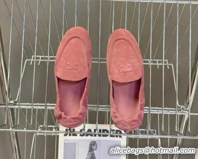 Classic Hot Celine Adam Flat Loafers in Suede Rosewood Pink 2025 CE082617