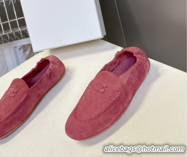Classic Hot Celine Adam Flat Loafers in Suede Rosewood Pink 2025 CE082617
